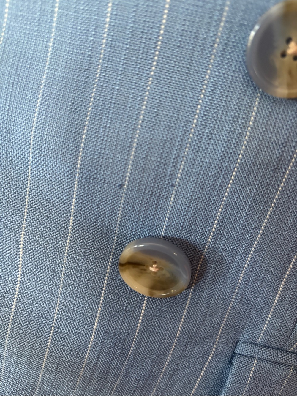 Veronica Beard Sky Blue Pinstripe Double-Breasted Miller Dickey Jacket Size 8 - Picture 12 of 13